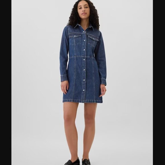 GAP Western Denim Mini Dress Medium - Picture 2 of 2